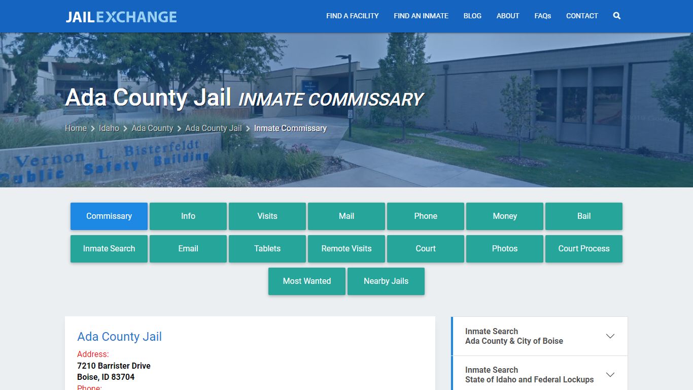 Inmate Commissary, Care Packs - Ada County Jail, ID