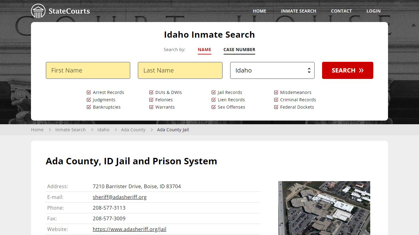 Ada County Jail Inmate Records Search, Idaho - StateCourts